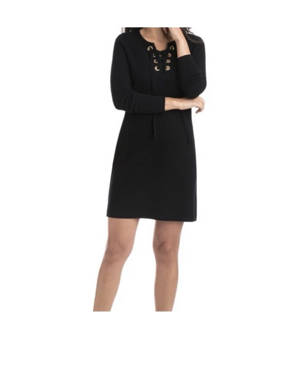 Vineyard Vines Black Lace-Up Knit Sweater Dress